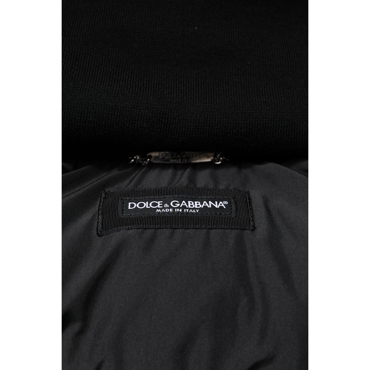 Dolce & Gabbana Blue Logo Full Zip Hooded Quilted Jacket