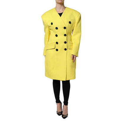Dolce & Gabbana Yellow Double Breasted Trench Coat Jacket