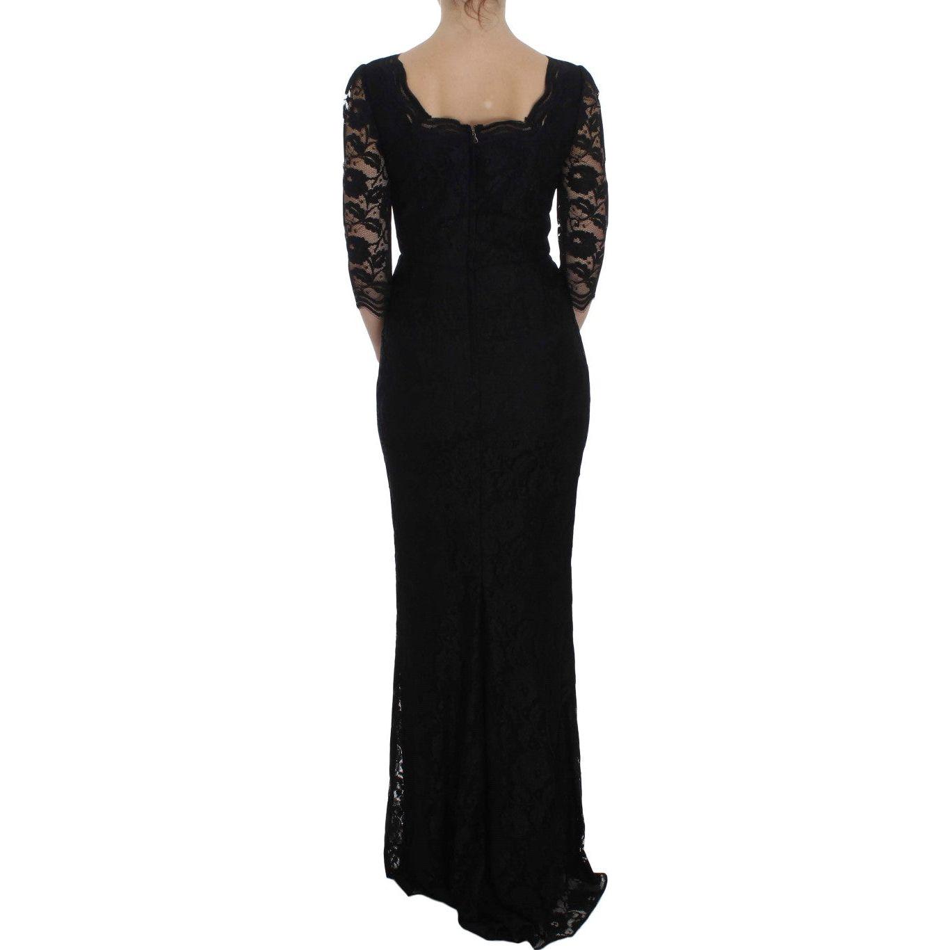 Dolce & Gabbana Elegant Black Floral Lace Maxi Dress Dolce & Gabbana