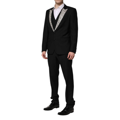Dolce & Gabbana Black MARTINI Crystal Embellished 3 Pc Suit
