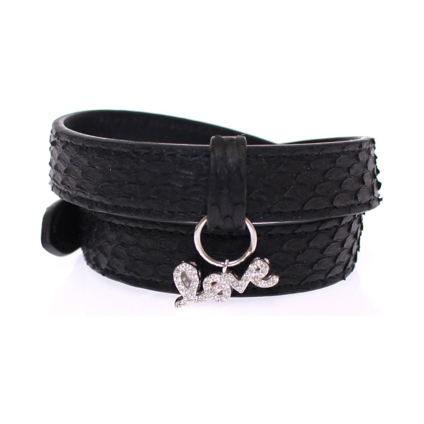 Nialaya Exquisite Black Snakeskin Silver Bracelet Nialaya