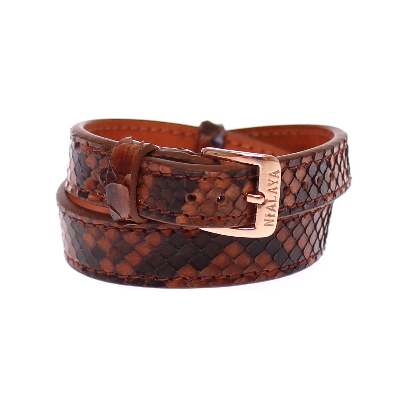 Nialaya Chic Snakeskin Leather & Gold Cuff Bracelet Bracelet Nialaya