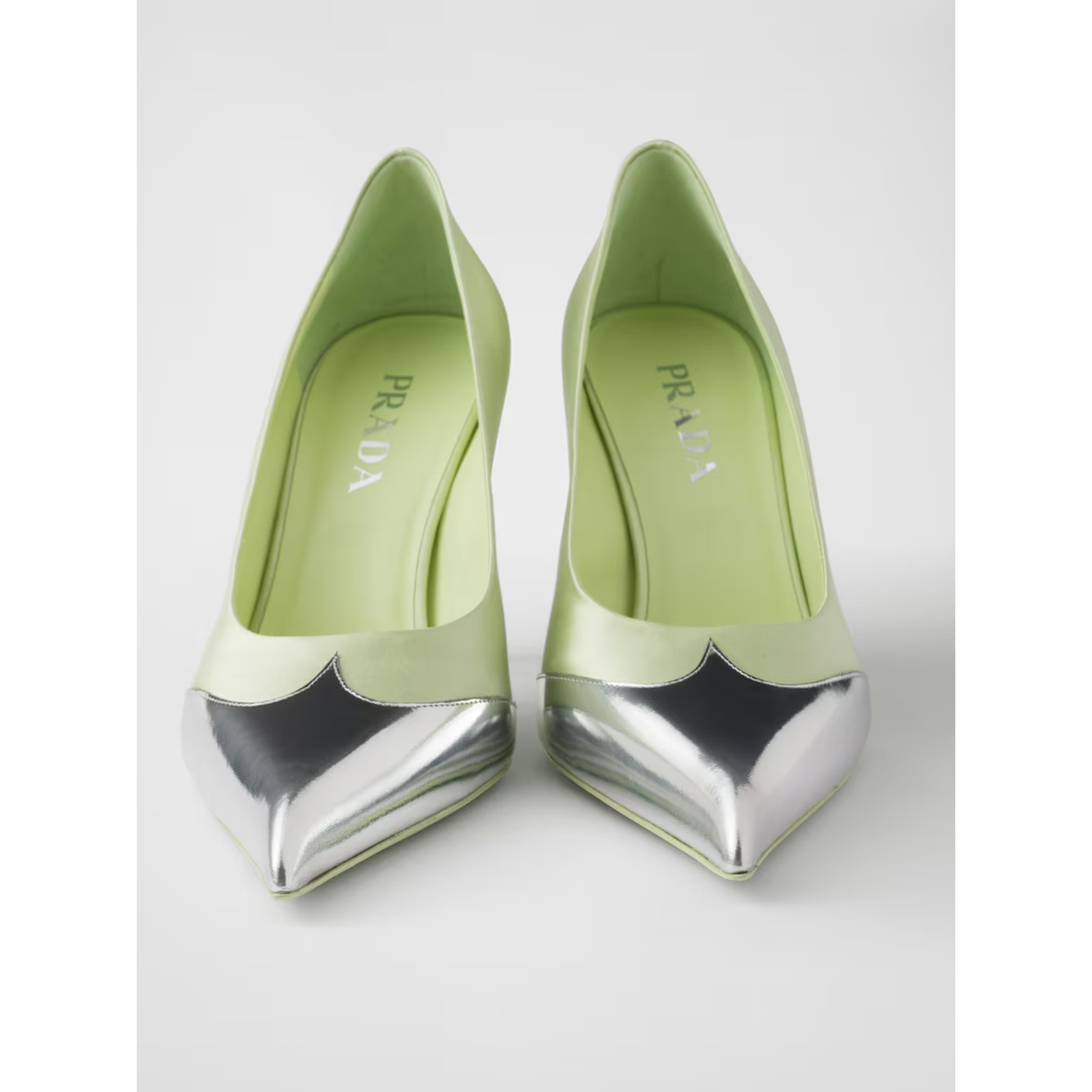 Prada Satin And Metallic Leather Pumps