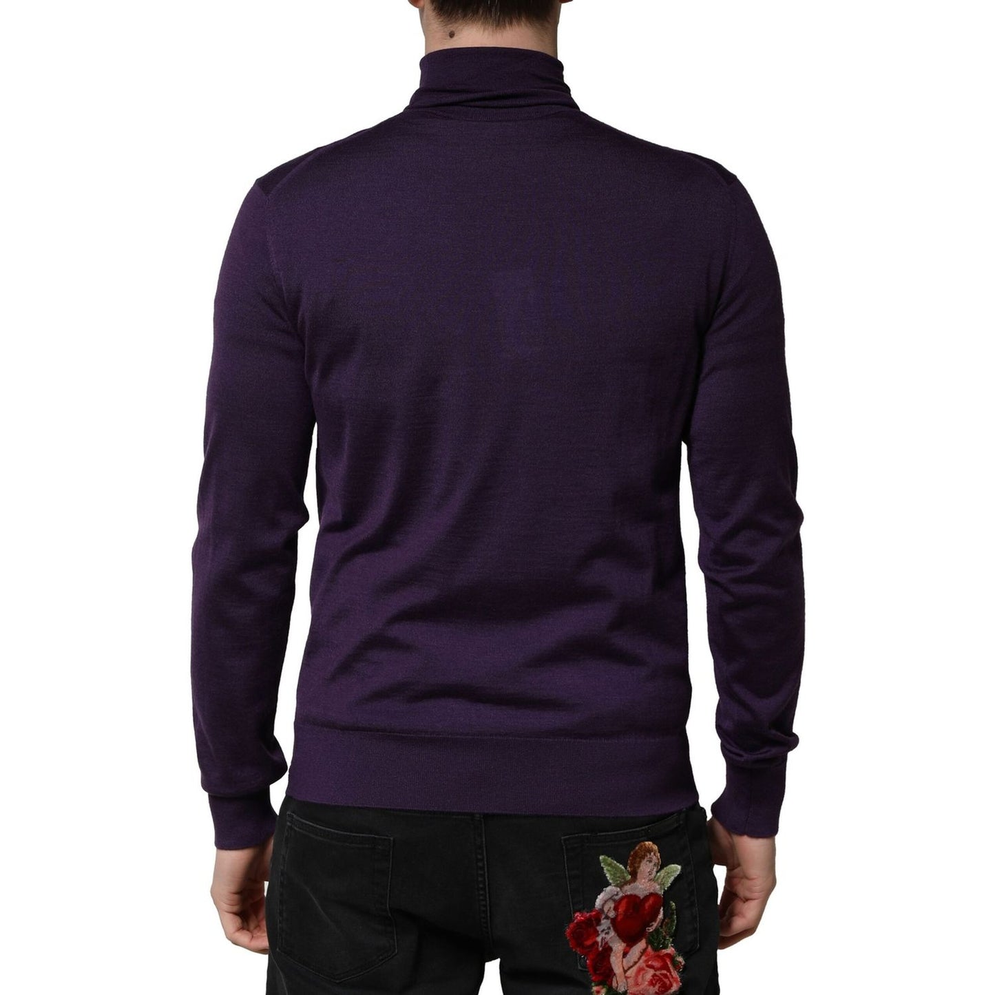 Dolce & Gabbana Purple Cashmere Turtleneck Pullover Sweater
