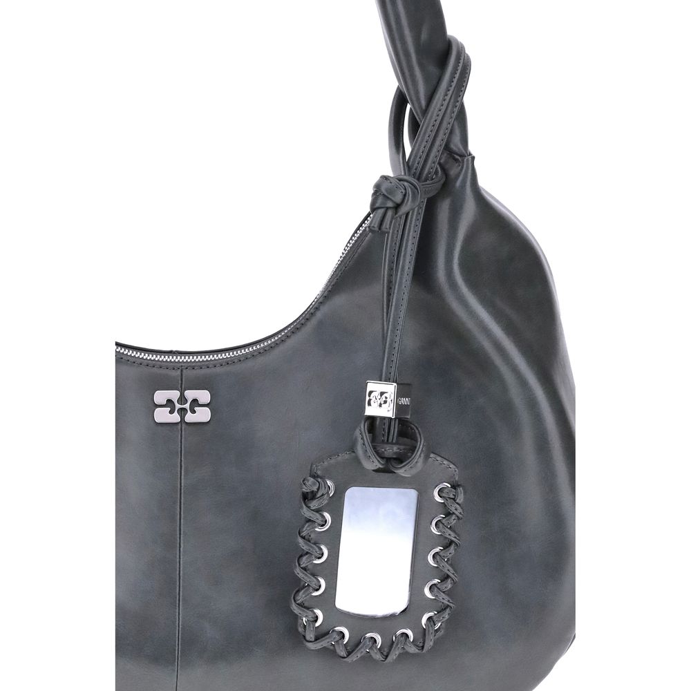 Ganni Black Lyocell Shoulder Bag