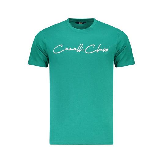Cavalli Class Green Cotton Men T-Shirt