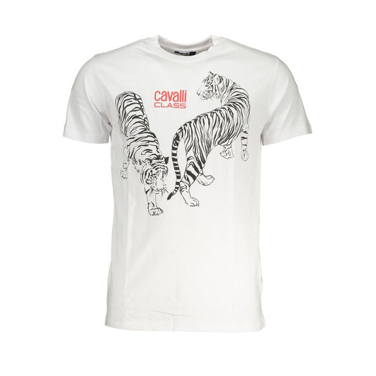 Cavalli Class Bianco Cotton Men T-Shirt