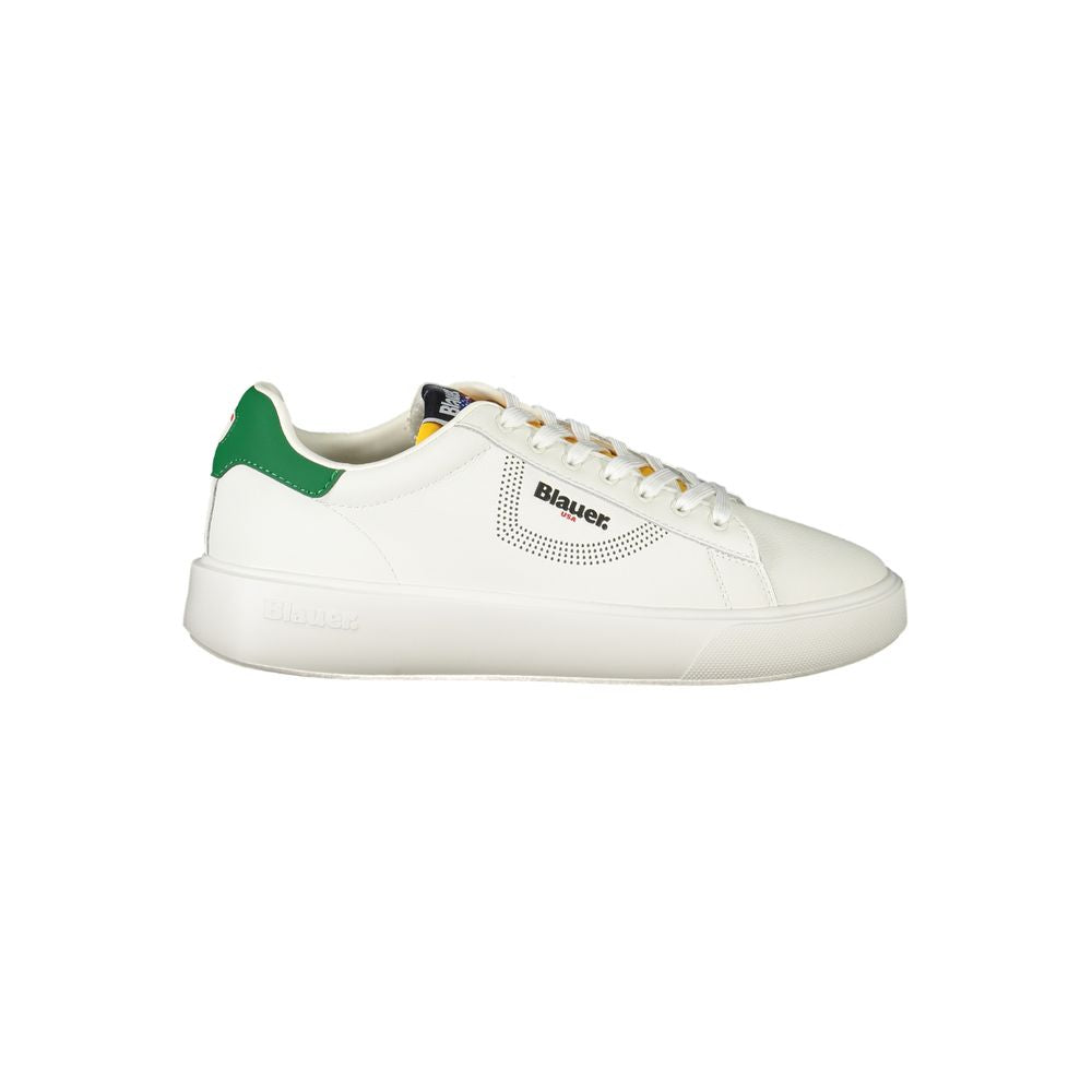 Blauer White Leather Men Sneaker