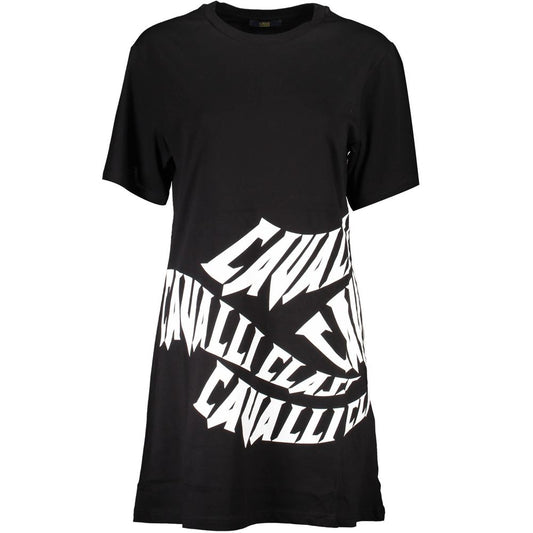 Cavalli Class Black Cotton Casual Dress