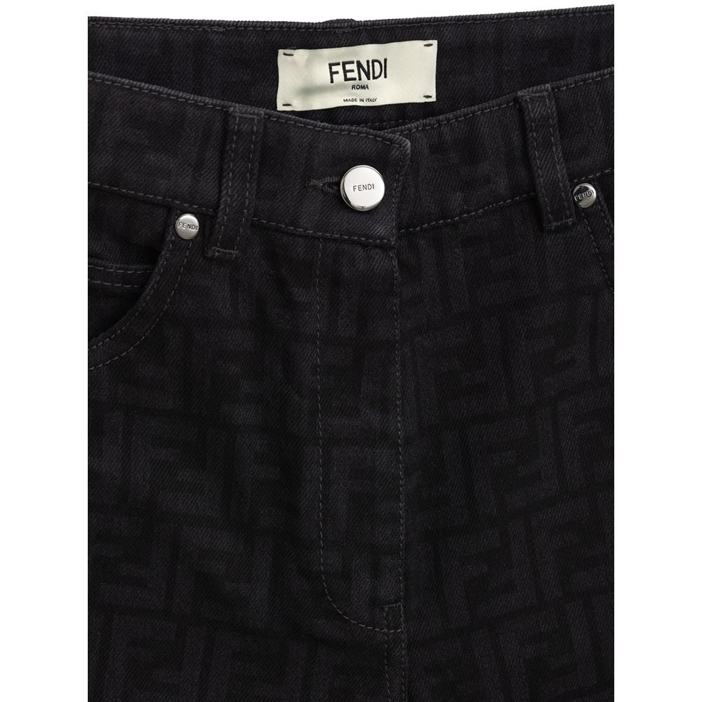 Fendi Black Cotton Slim Fit Jeans