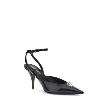 Versace Black Calf Leather Bos Taurus High Heel Pumps