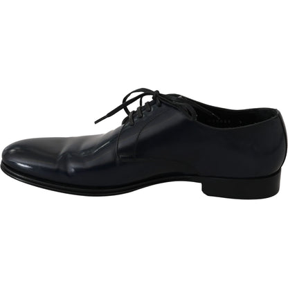 Dolce & Gabbana Blue Leather Dress Derby Formal Mens Shoes