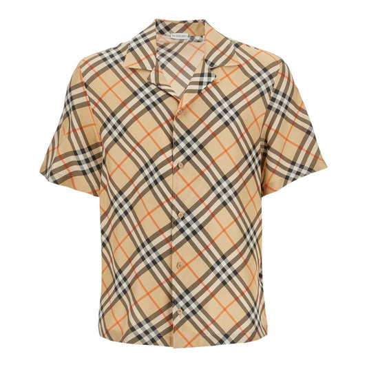 Burberry ered silk short-sleeved shirt