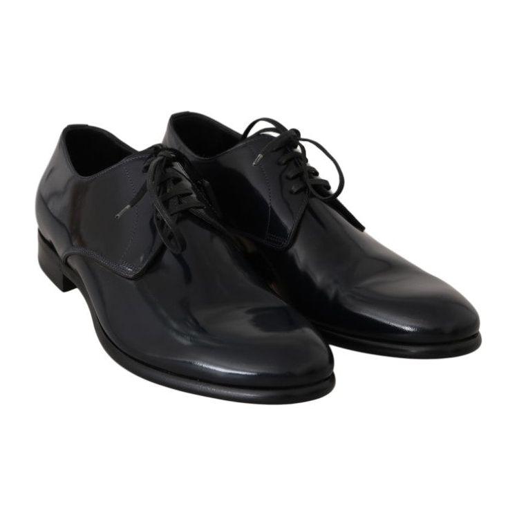 Dolce & Gabbana Blue Leather Polished Dress Derby Shoes