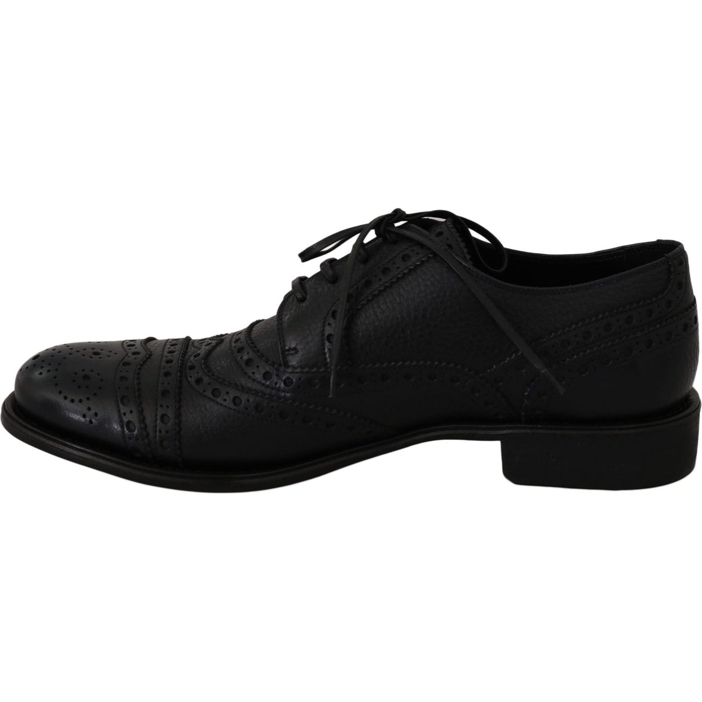 Dolce & Gabbana Elegant Dark Blue Wingtip Derby Dress Shoes Dolce & Gabbana