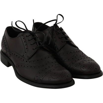 Dolce & Gabbana Black Leather Wingtip Oxford Dress Shoes