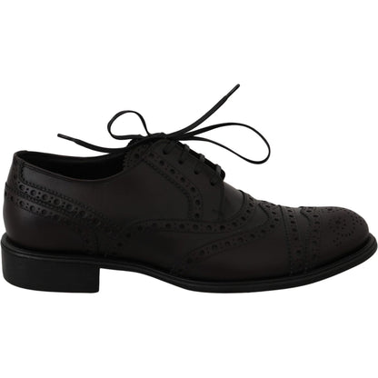 Dolce & Gabbana Black Leather Wingtip Oxford Dress Shoes