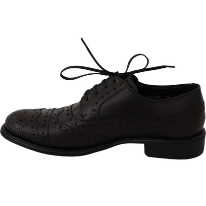 Dolce & Gabbana Black Leather Wingtip Oxford Dress Shoes