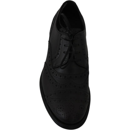 Dolce & Gabbana Black Leather Wingtip Oxford Dress Shoes