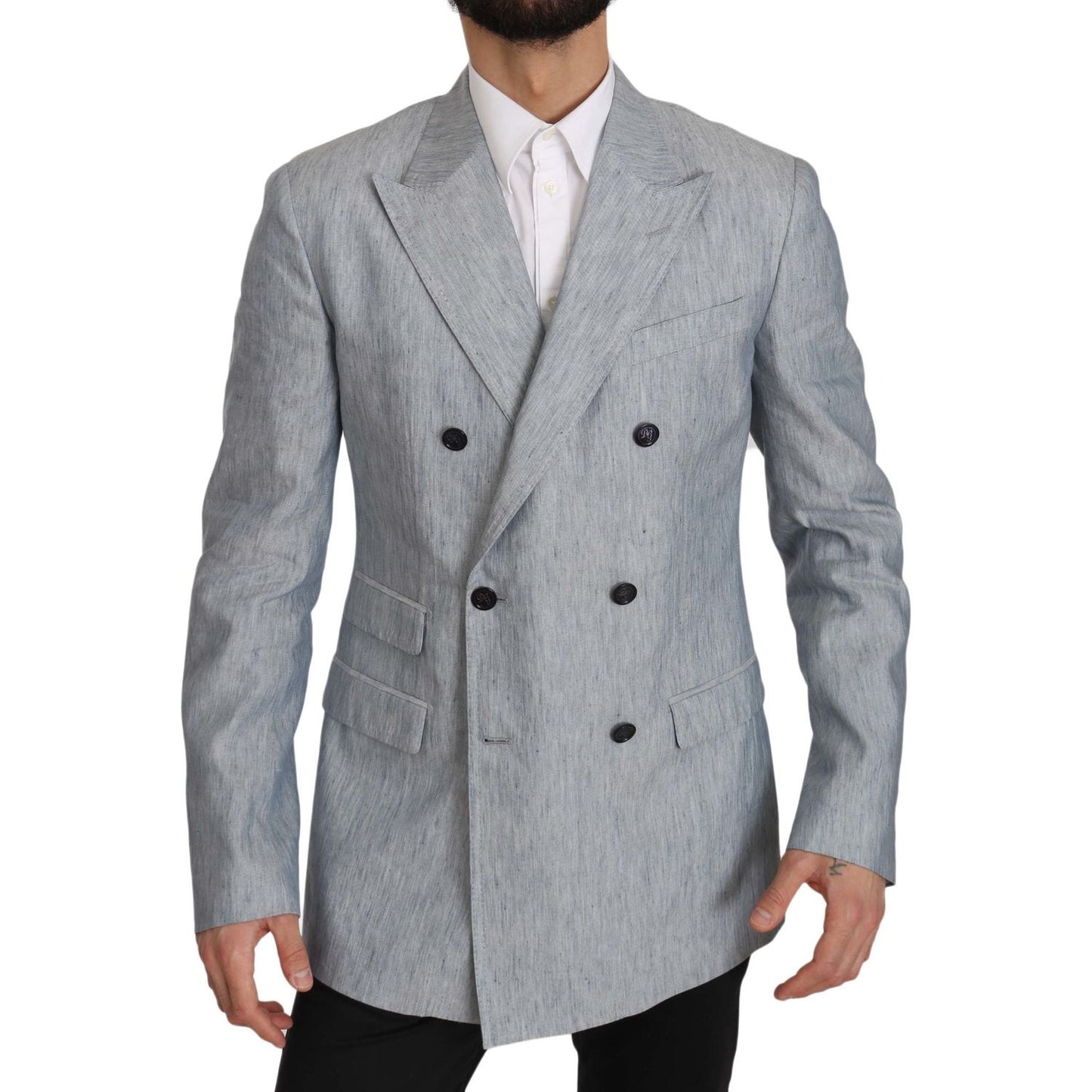 Dolce & Gabbana Elegant Light Blue Double Breasted Blazer Dolce & Gabbana