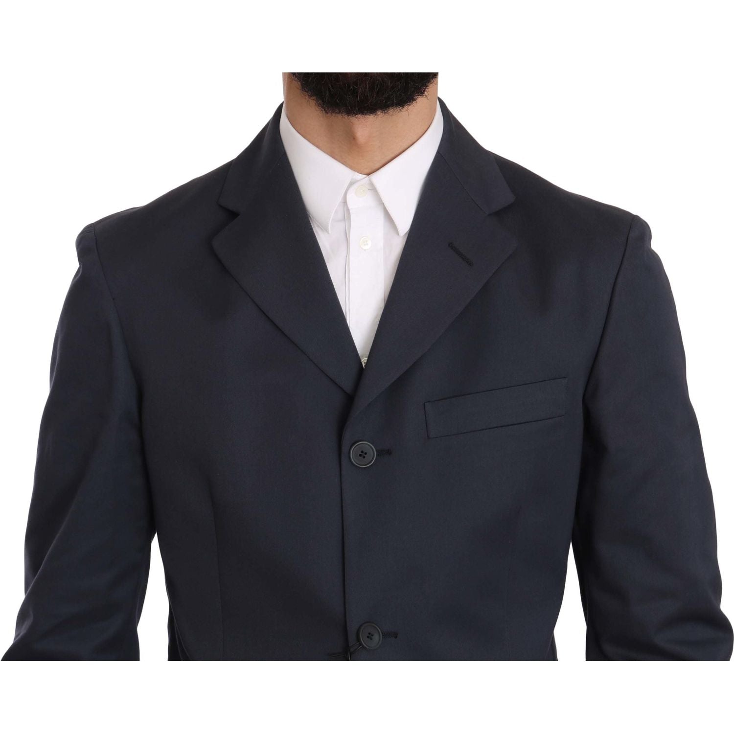 Romeo Gigli Two Piece 3 Button Cotton Blue Solid Suit