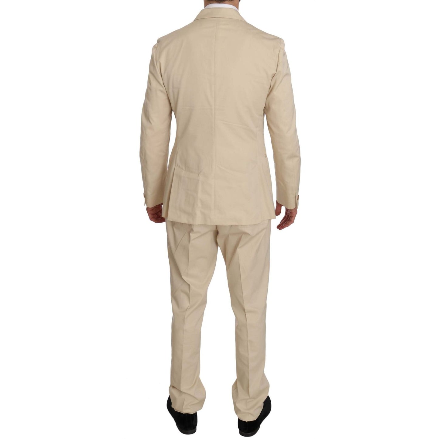 Romeo Gigli Two Piece 3 Button Beige Cotton Solid Suit