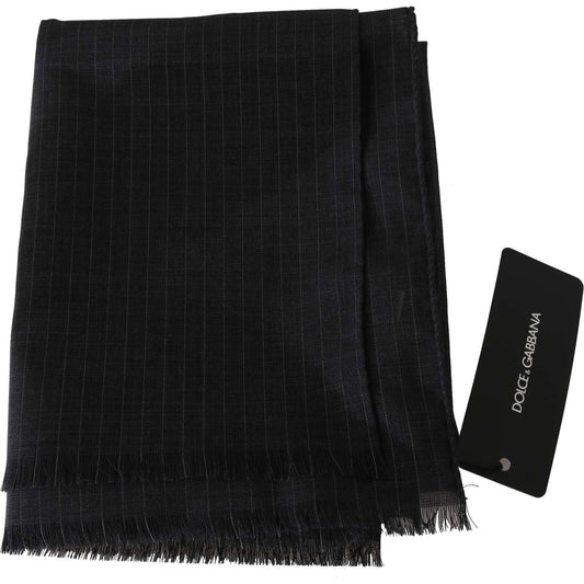 Dolce & Gabbana Elegant Gray Striped Wool Men's Scarf Wool Wrap Shawls Dolce & Gabbana