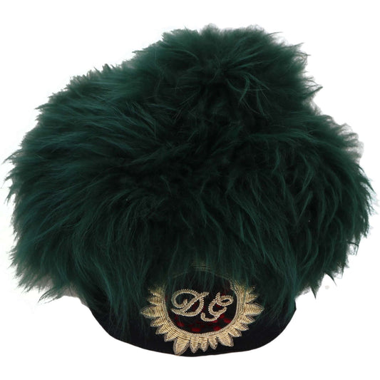 Dolce & Gabbana Elegant Emerald Cashmere Cloche Cap Hat Dolce & Gabbana