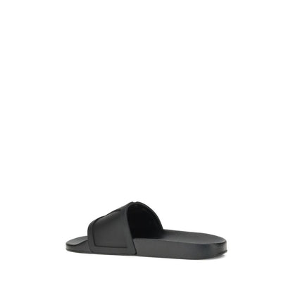 Valentino Garavani Black Rubber Flat Sandals
