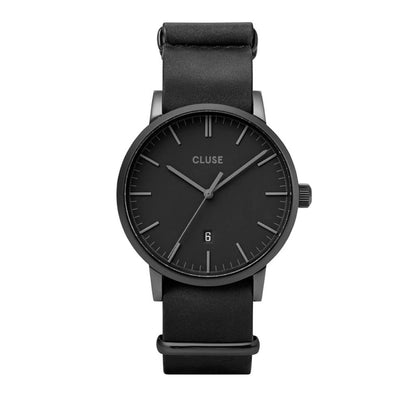 Cluse Black Leather Dress Watch