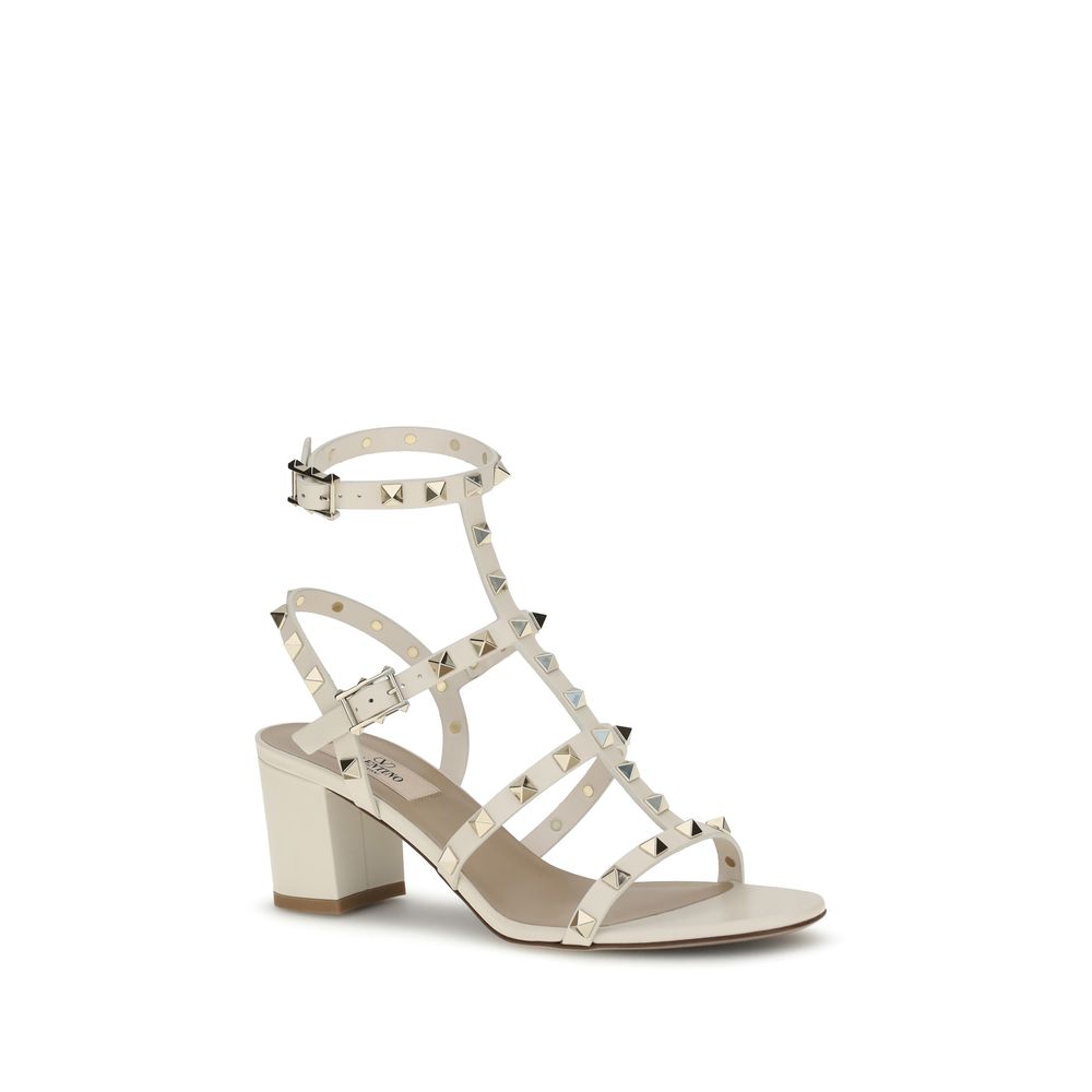 Valentino Garavani Cream Calf Leather Bos Taurus Sandals