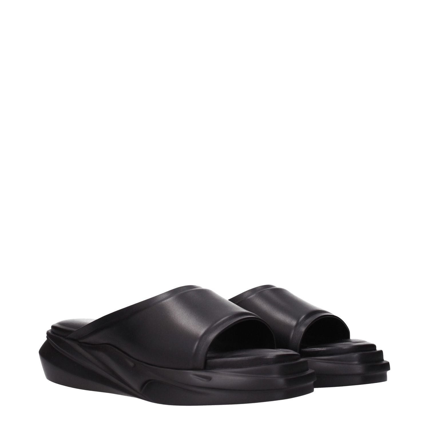 Alyx Black Leather Slippers