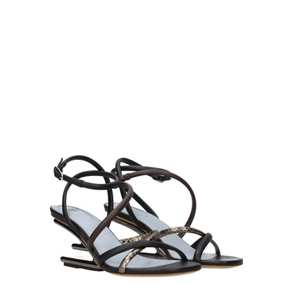 Fendi Multicolor Leather Sandals