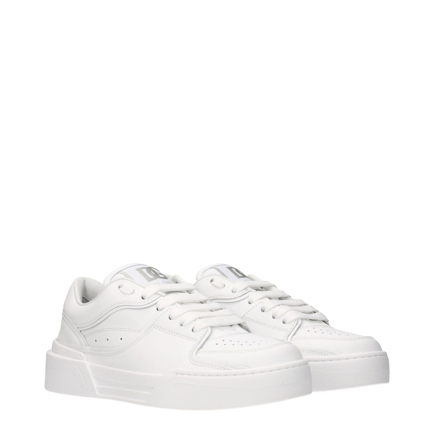 Dolce & Gabbana White Leather Low Top Sneakers