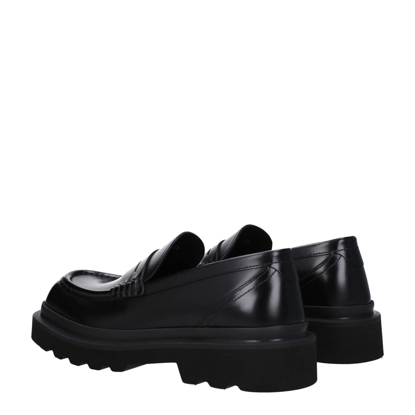 Dolce & Gabbana Black Leather Slip-On Loafers