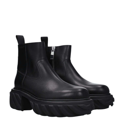 Off-White Black Leather Ankle Boots 1728,75667636384,Ankle - Boots - Shoes,Black,Boots - Shoes,EU40/US7,EU41/US8,EU42/US9,Men,New with tags,Off-White,Shoes