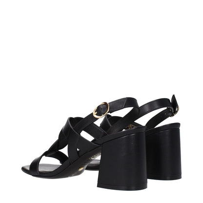 Stuart Weitzman Black Leather Platform Sandals