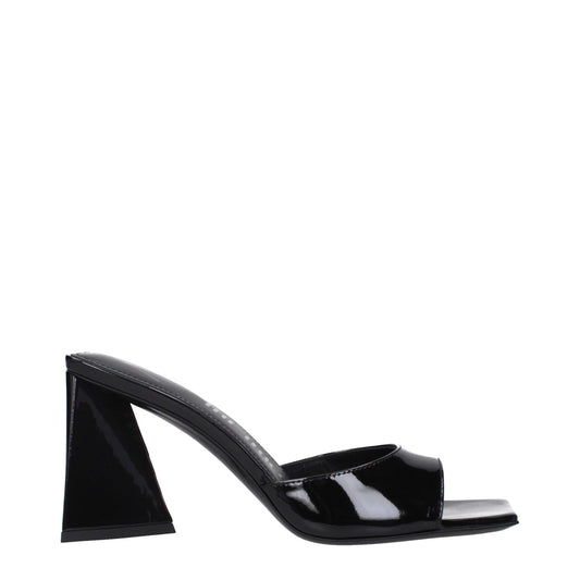 The Attico Black Leather Stiletto Heel Sandals