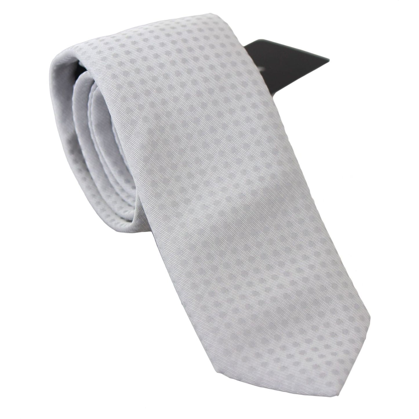 Dolce & Gabbana Elegant White Patterned Silk Blend Neck Tie Necktie Dolce & Gabbana