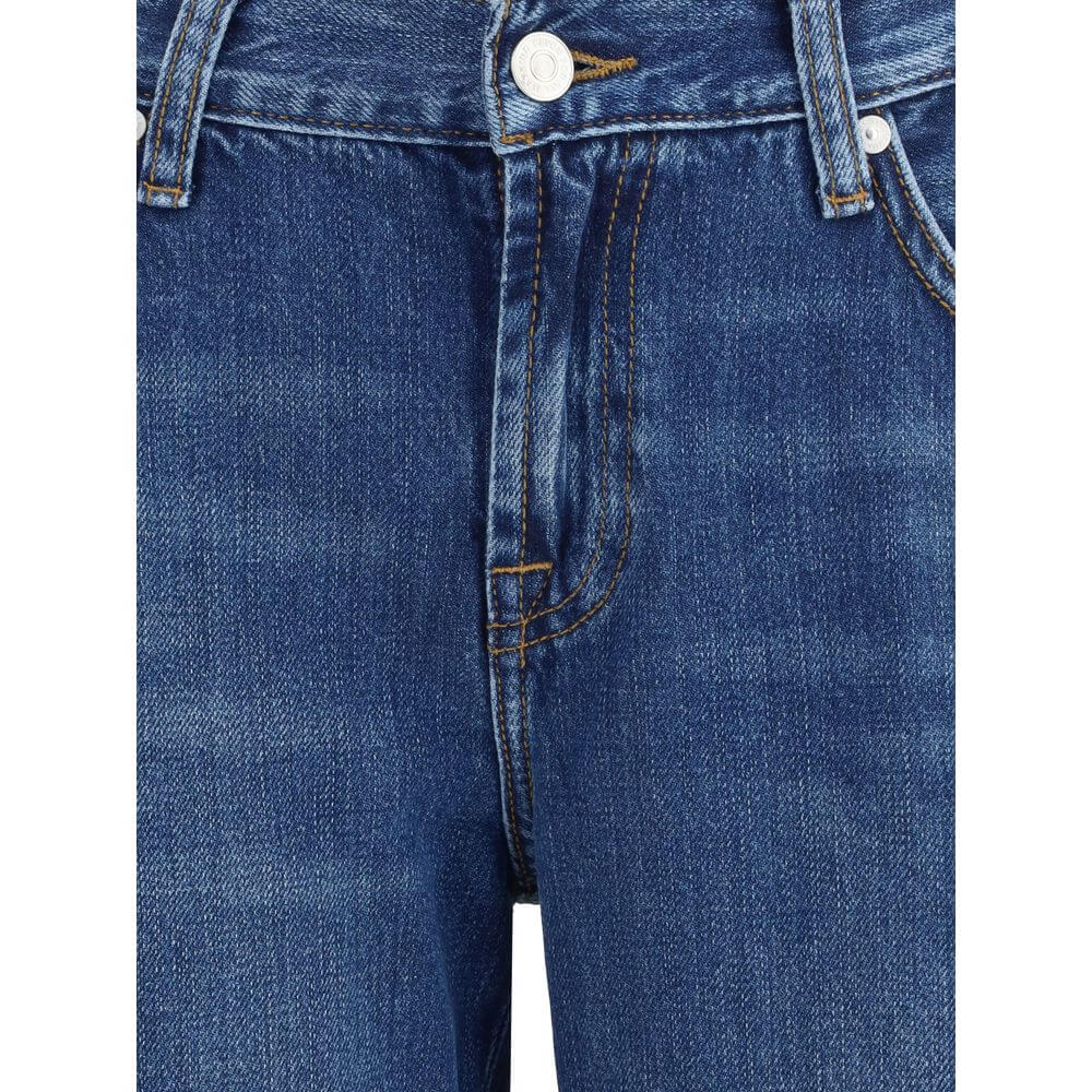 7FOR Blue Cotton Flared Jeans