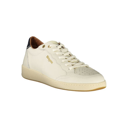 Blauer White Polyurethane Men Sneaker
