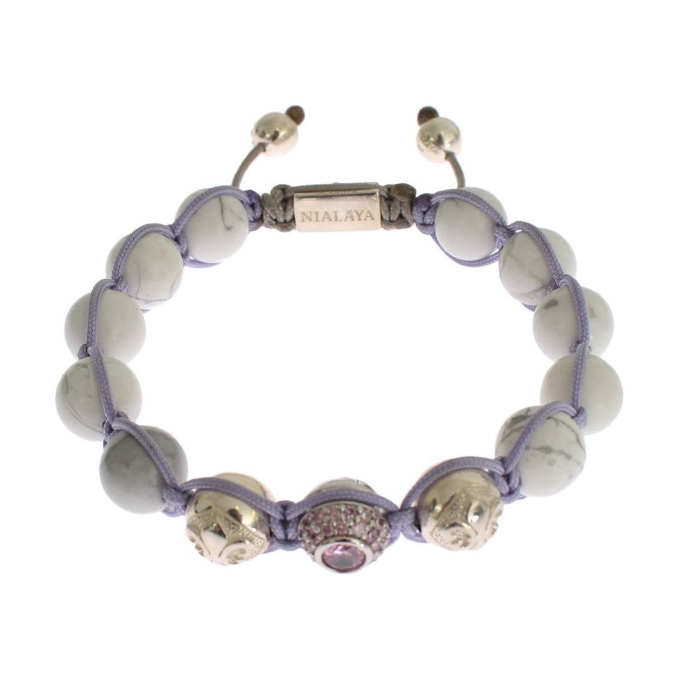 Nialaya Elegant Silver Purple CZ & Howlite Bracelet Bracelet Nialaya