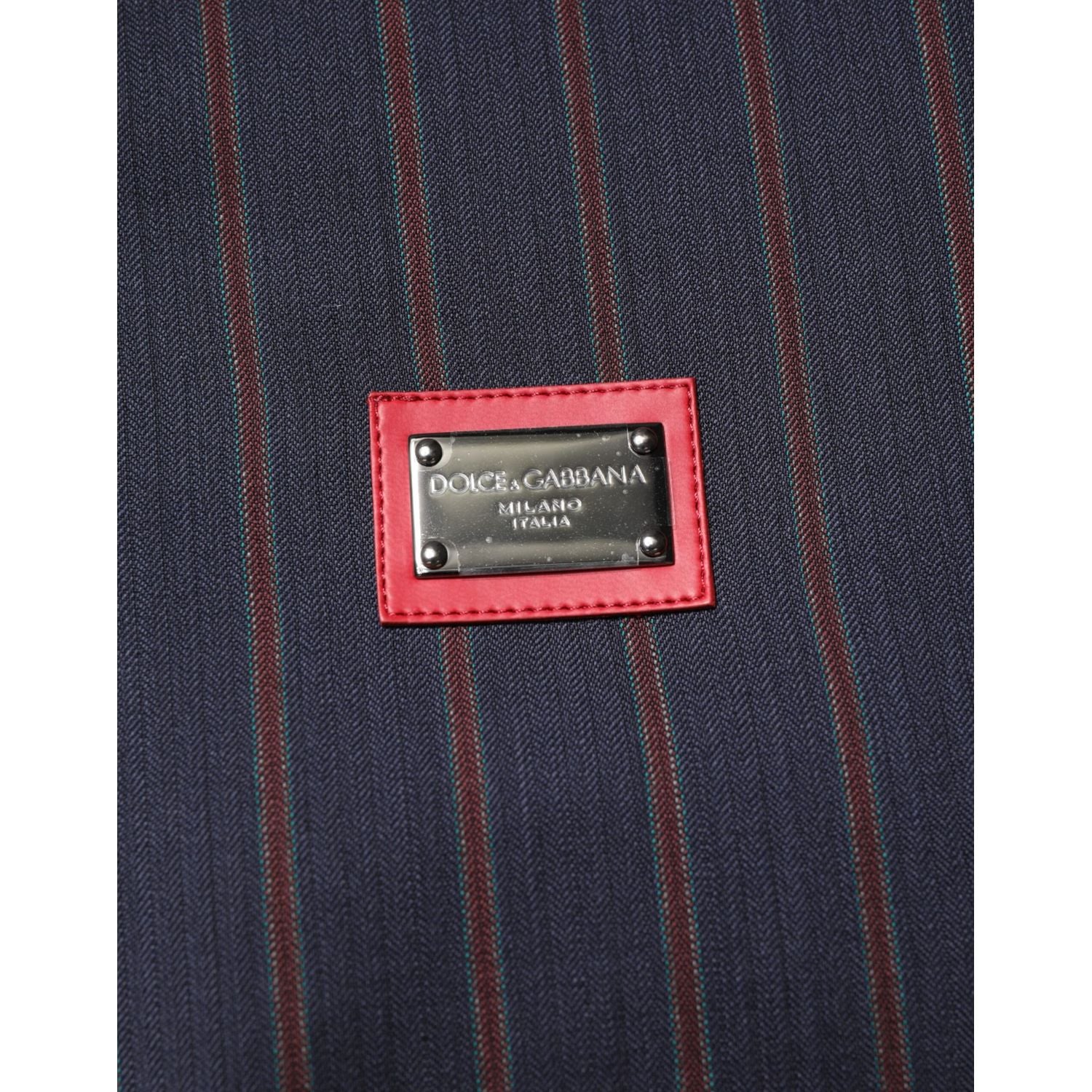 Dolce & Gabbana Blue Red Striped Logo Plaque Full Zip Jacket