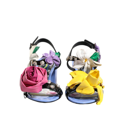 Dolce & Gabbana Multicolor Floral Crystal KEIRA Sandals Shoes