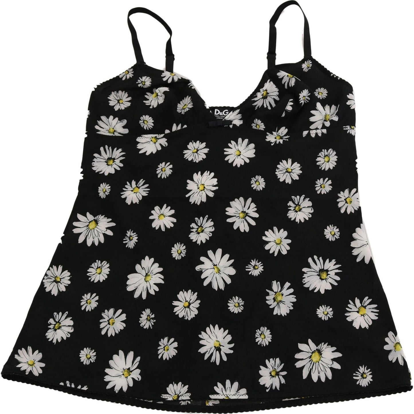 Dolce & Gabbana Elegant Black Daisy Floral Lace Chemise Dress Dolce & Gabbana