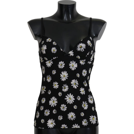 Dolce & Gabbana Elegant Black Daisy Floral Lace Chemise Dress Dolce & Gabbana