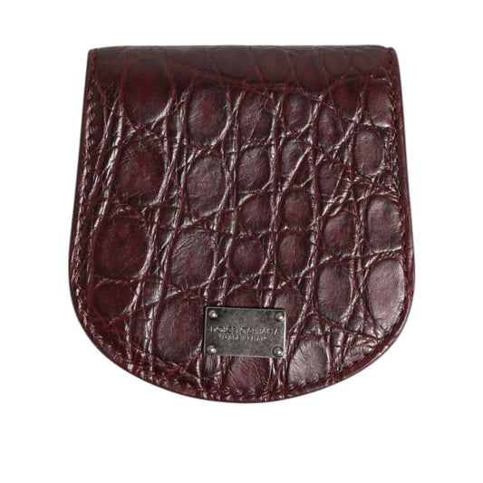 Dolce & Gabbana Burgundy Exotic Skin Coin Condom Case Holder Pocket Wallet