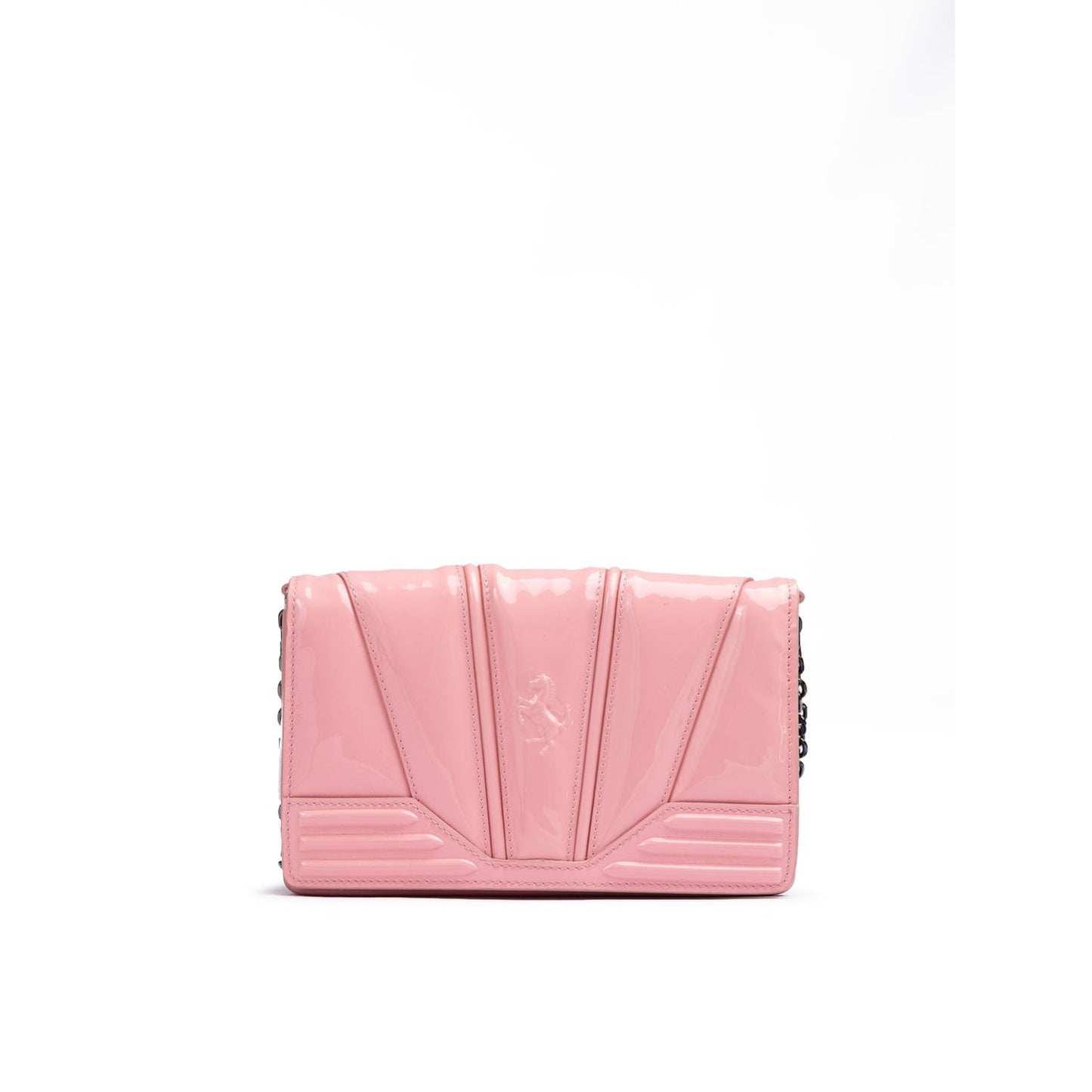 Ferrari Pink GT patent leather bag with chain