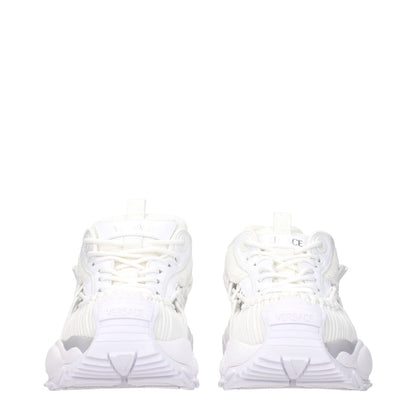 Versace White Leather Athletic Sneakers