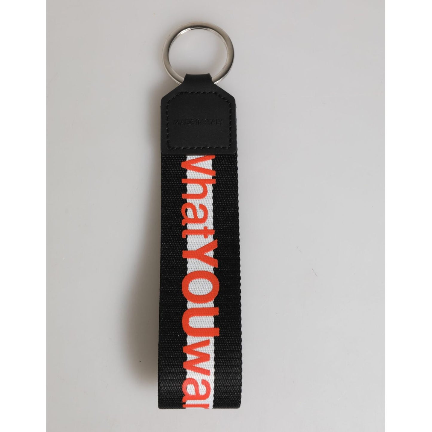 Dolce & Gabbana Black Red Logo Polyester Brass Holder Keychain Keyring
